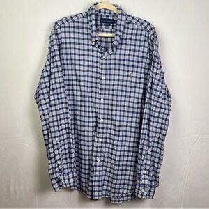 Ralph Lauren Blue White Red Plaid Button Down Shirt Classic Fit Sz XXL